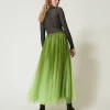 Jupes*TWINSET Milano Jupe En Tulle Avec Imprimé Dégradé Vert « Soft Lime »