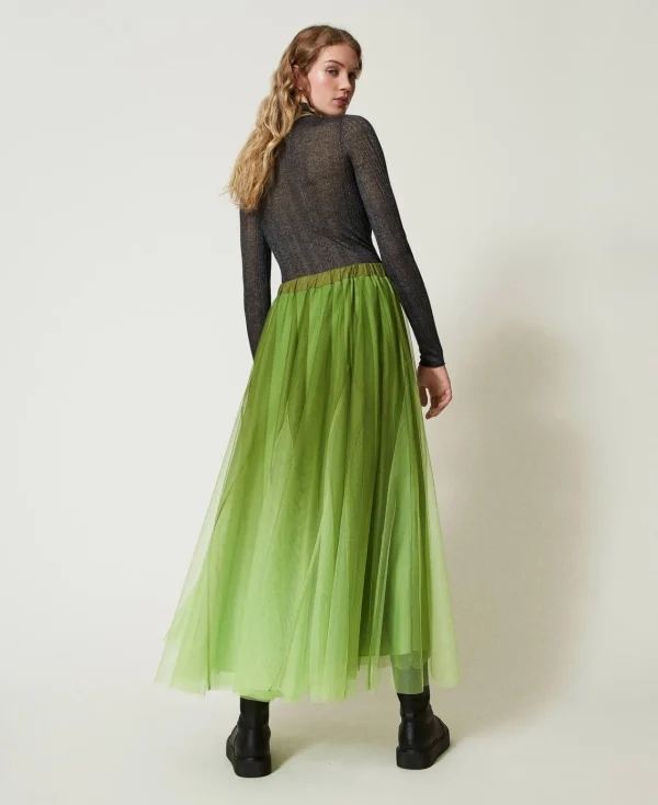 Jupes*TWINSET Milano Jupe En Tulle Avec Imprimé Dégradé Vert « Soft Lime »