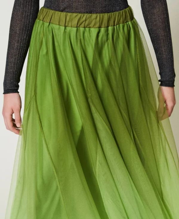 Jupes*TWINSET Milano Jupe En Tulle Avec Imprimé Dégradé Vert « Soft Lime »
