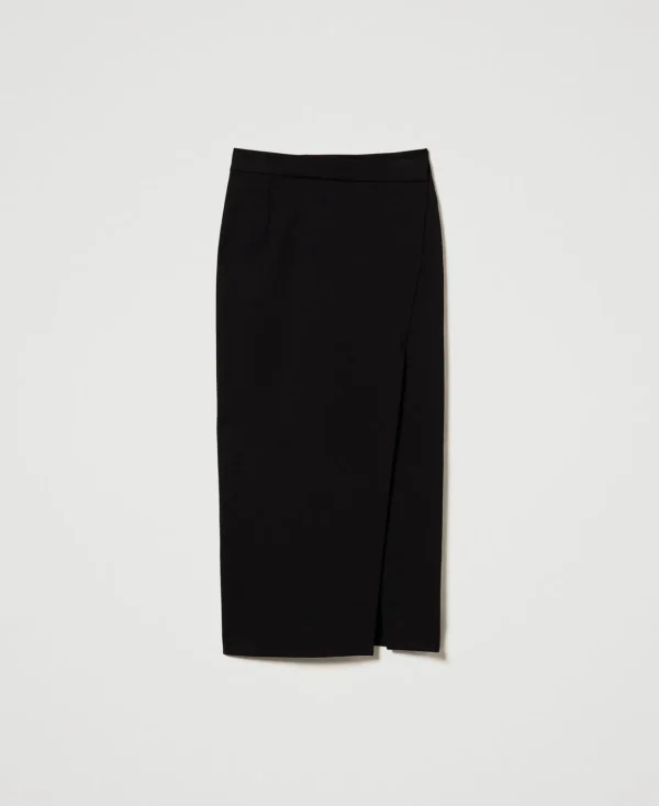 jupe_longue_asymtrique_1.webp Jupes*TWINSET Milano Jupe Longue Asymétrique Noir