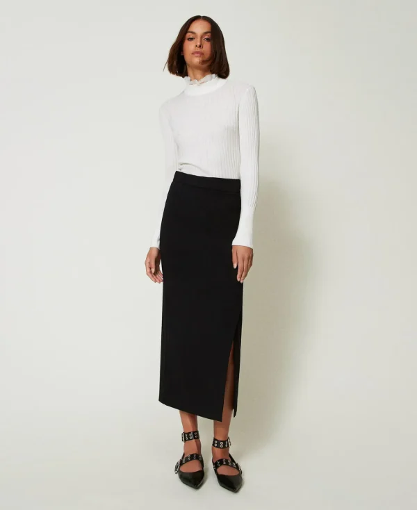 jupe_longue_asymtrique_2.webp Jupes*TWINSET Milano Jupe Longue Asymétrique Noir