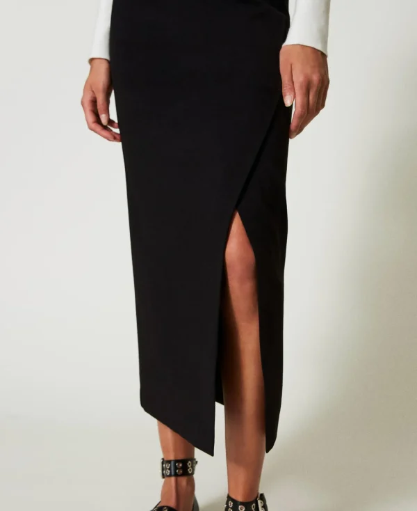 jupe_longue_asymtrique_4.webp Jupes*TWINSET Milano Jupe Longue Asymétrique Noir
