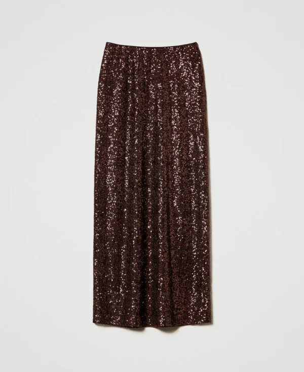 jupe_longue_avec_sequins__1.webp Jupes*TWINSET Milano Jupe Longue Avec Sequins All-over Chocolat
