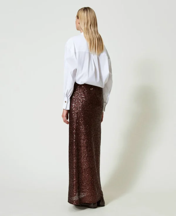 jupe_longue_avec_sequins__3.webp Jupes*TWINSET Milano Jupe Longue Avec Sequins All-over Chocolat