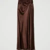 Jupes*TWINSET Milano Jupe Longue En Satin Avec Drapé Chocolat