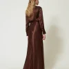 Jupes*TWINSET Milano Jupe Longue En Satin Avec Drapé Chocolat