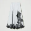 Jupes*TWINSET Milano Jupe Longue En Satin Et Dentelle Bicolore Argent/Gris « Blackened Pearl »