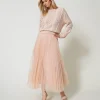 jupe_longue_en_tulle_plis_0.webp Jupes*TWINSET Milano Jupe Longue En Tulle Plissé Nude Clair