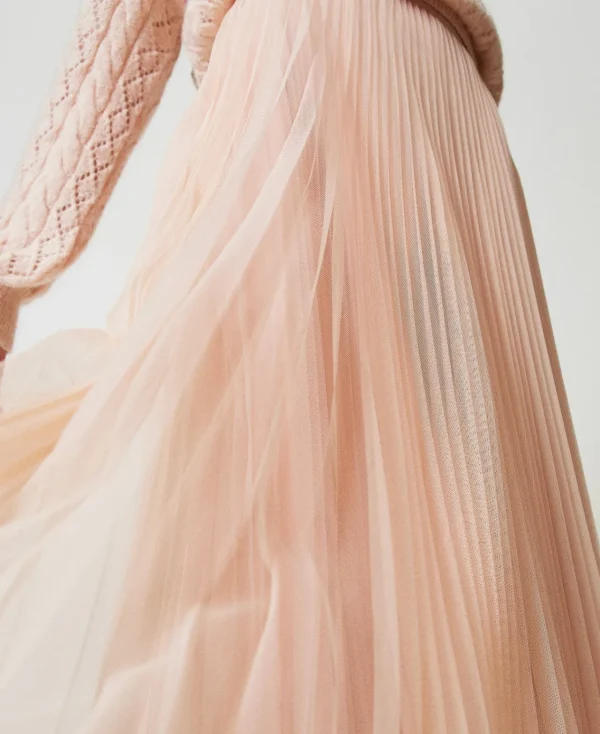 jupe_longue_en_tulle_plis_4.webp Jupes*TWINSET Milano Jupe Longue En Tulle Plissé Nude Clair