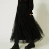 Jupes*TWINSET Milano Jupe Longue En Tulle Plumetis Noir