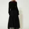 Jupes*TWINSET Milano Jupe Longue En Tulle Plumetis Noir