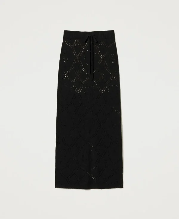 Jupes*TWINSET Milano Jupe Longue Sans Coutures En Fil Treeblend Noir