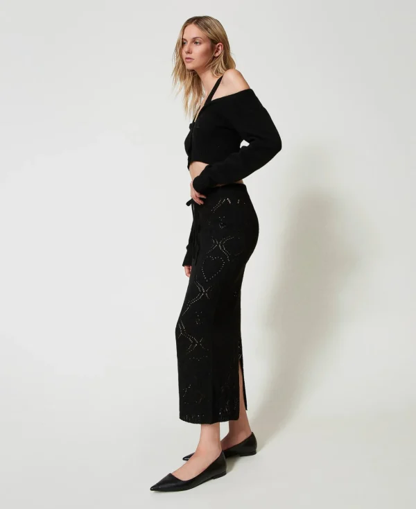 Jupes*TWINSET Milano Jupe Longue Sans Coutures En Fil Treeblend Noir