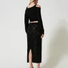 Jupes*TWINSET Milano Jupe Longue Sans Coutures En Fil Treeblend Noir