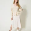 Jupes*TWINSET Milano Jupe Mi-longue Avec Chaîne Oval T Blanc « Old White »