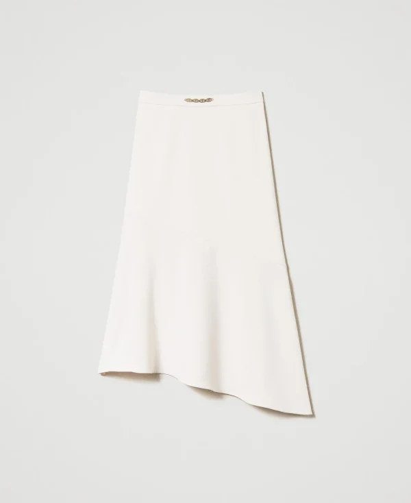 Jupes*TWINSET Milano Jupe Mi-longue Avec Chaîne Oval T Blanc « Old White »