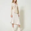 Jupes*TWINSET Milano Jupe Mi-longue Avec Chaîne Oval T Blanc « Old White »