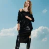 Jupes*TWINSET Milano Jupe Mi-longue En Maille Avec Sequins All-over Noir