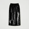 Jupes*TWINSET Milano Jupe Mi-longue En Maille Avec Sequins All-over Noir