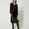 Jupes*TWINSET Milano Jupe Mi-longue En Maille Avec Sequins All-over Noir