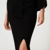 Jupes*TWINSET Milano Jupe Mi-longue En Maille Côtelée Noir