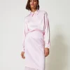 Jupes*TWINSET Milano Jupe Mi-longue En Satin Duchesse Rose « Pink Tulle »