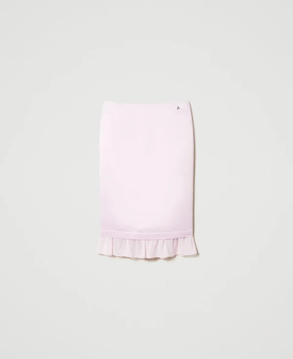 Jupes*TWINSET Milano Jupe Mi-longue En Satin Duchesse Rose « Pink Tulle »