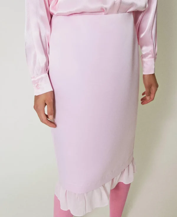 Jupes*TWINSET Milano Jupe Mi-longue En Satin Duchesse Rose « Pink Tulle »