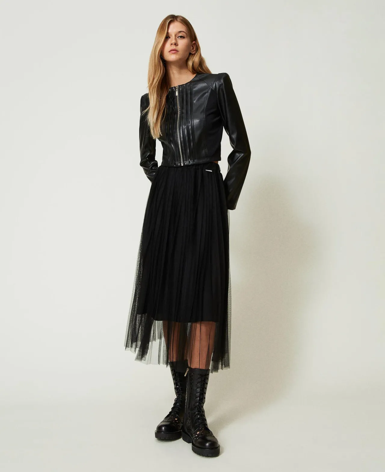 jupe_milongue_en_tulle_pl_0.webp Jupes*TWINSET Milano Jupe Mi-longue En Tulle Plissé Noir