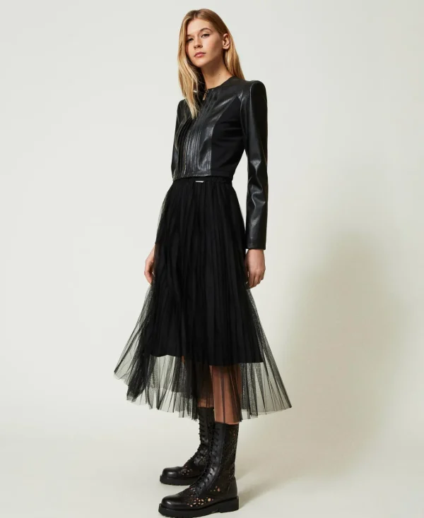 jupe_milongue_en_tulle_pl_2.webp Jupes*TWINSET Milano Jupe Mi-longue En Tulle Plissé Noir
