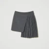 Jupes*TWINSET Milano Jupe Plissée En Flanelle Gris Moyen Mélangé