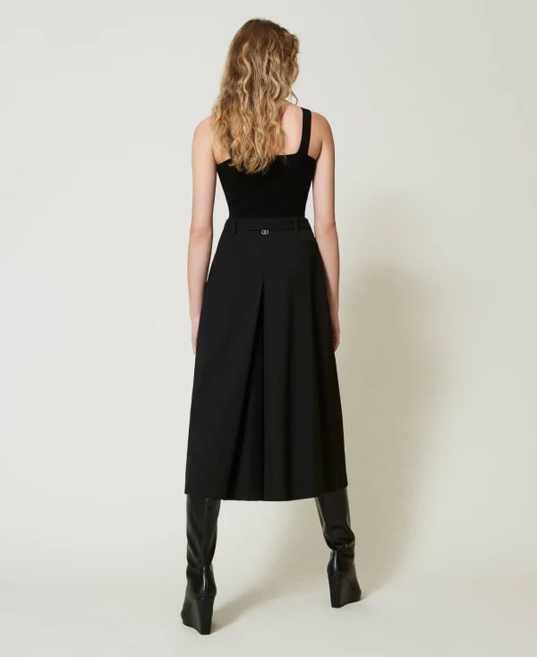 Pantalons Élégants | Pantalons Larges Et Palazzo*TWINSET Milano Jupe-culotte En Laine Mélangée Avec Ceinture Noir