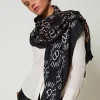 keffieh_avec_imprim_oval__1.webp Écharpes*TWINSET Milano Keffieh Avec Imprimé Oval T Et Logo Imprimé Multicolore Oval T Noir
