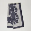 Écharpes*TWINSET Milano Keffieh Jacquard Avec Logo Bicolore Blanc « White Cream »/Bleu Classique