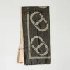 Écharpes*TWINSET Milano Keffieh Jacquard Avec Oval T Multicolore Noir/Blanc « Old White »/Marron « Sandy Brown »