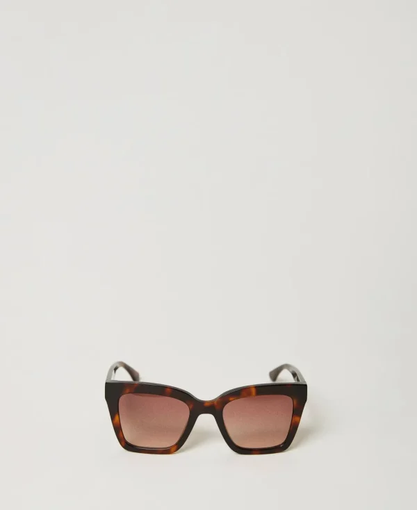 Lunettes De Soleil*TWINSET Milano Lunettes De Soleil Carrées écaille De Tortue Havana Brillant Foncé