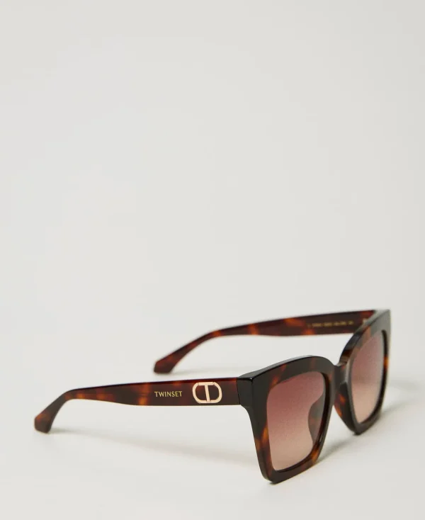 Lunettes De Soleil*TWINSET Milano Lunettes De Soleil Carrées écaille De Tortue Havana Brillant Foncé