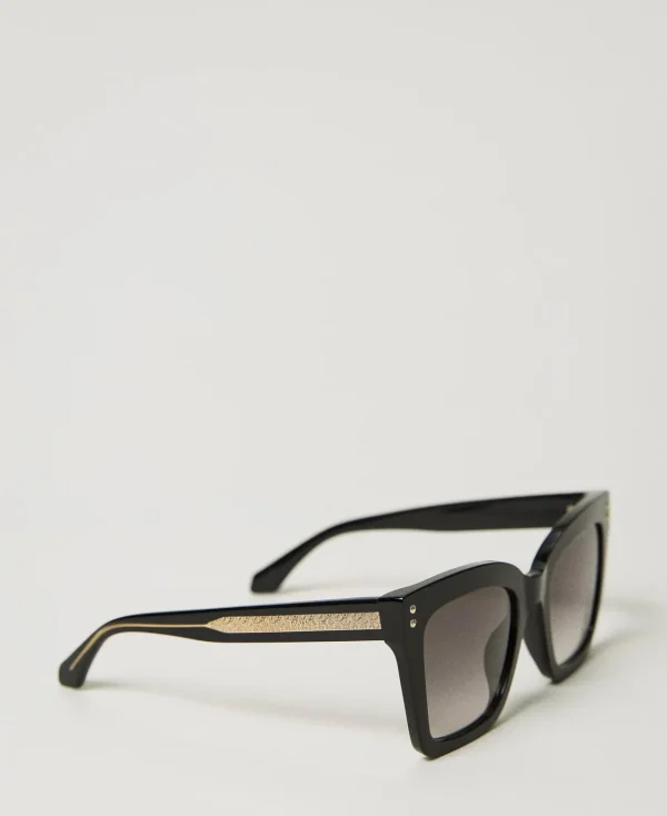 Lunettes De Soleil*TWINSET Milano Lunettes De Soleil Carrées Avec Clous Noir Brillant