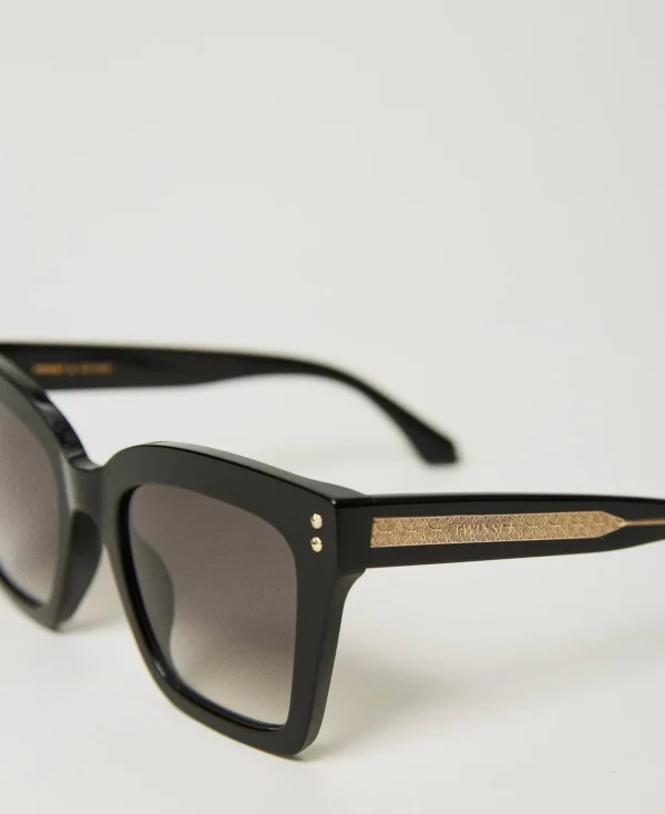 Lunettes De Soleil*TWINSET Milano Lunettes De Soleil Carrées Avec Clous Noir Brillant