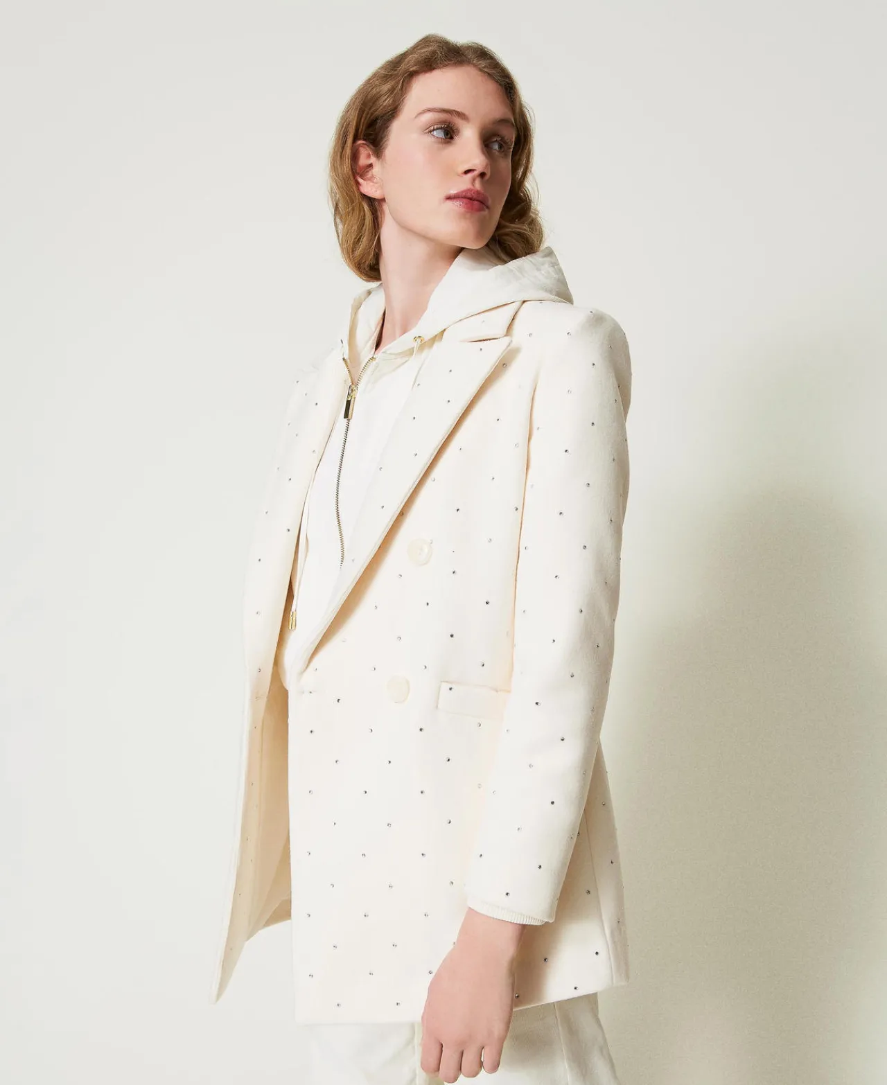 Manteaux Et Trenchs*TWINSET Milano Manteau Court En Drap Avec Strass Nacre