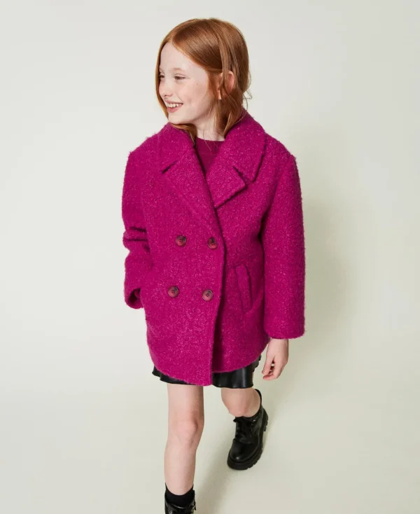 manteau_crois_en_drap_bou_0.webp Blousons Et Manteaux*TWINSET Milano Manteau Croisé En Drap Bouclette Magenta Purple