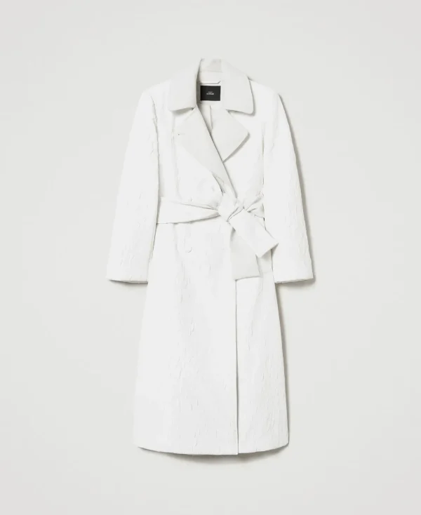 Manteaux Et Trenchs*TWINSET Milano Manteau Croisé Gaufré Off White