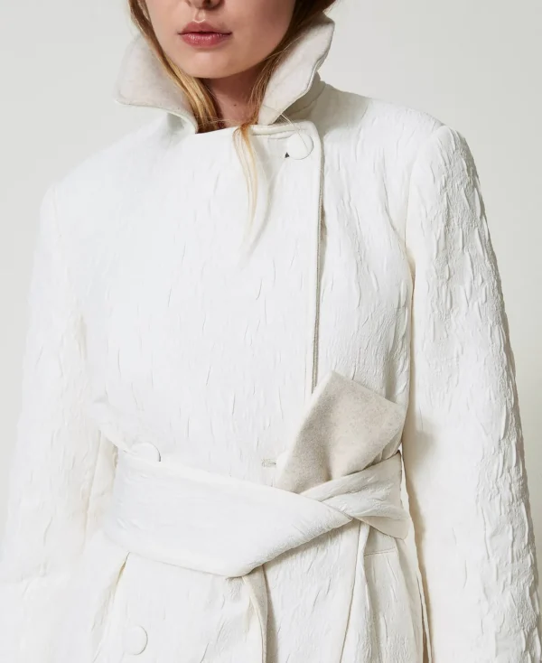 Manteaux Et Trenchs*TWINSET Milano Manteau Croisé Gaufré Off White