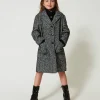 manteau_en_drap__chevrons_0.webp Blousons Et Manteaux*TWINSET Milano Manteau En Drap à Chevrons Jacquard Chevron