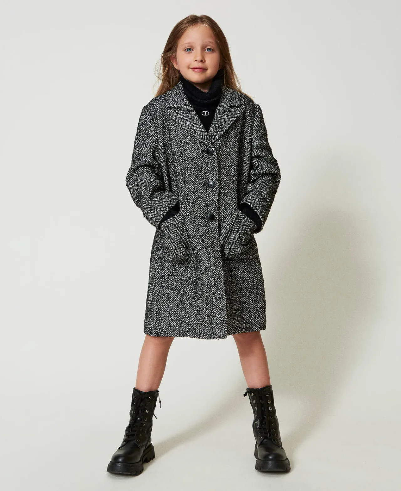 Blousons Et Manteaux*TWINSET Milano Manteau En Drap à Chevrons Jacquard Chevron