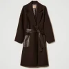 Manteaux Et Trenchs*TWINSET Milano Manteau En Laine Mélangée Avec Poches Effet Cuir Chocolat