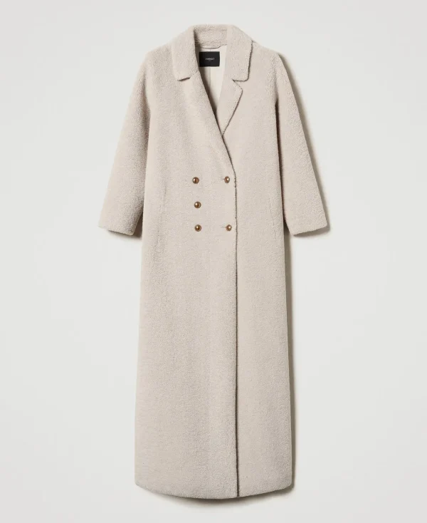 Manteaux Et Trenchs*TWINSET Milano Manteau Long Croisé En Fausse Fourrure Beige « Parchment »
