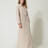 Manteaux Et Trenchs*TWINSET Milano Manteau Long Croisé En Fausse Fourrure Beige « Parchment »