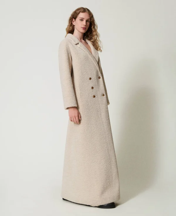 Manteaux Et Trenchs*TWINSET Milano Manteau Long Croisé En Fausse Fourrure Beige « Parchment »