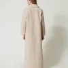 Manteaux Et Trenchs*TWINSET Milano Manteau Long Croisé En Fausse Fourrure Beige « Parchment »